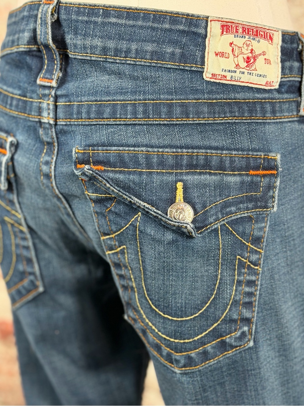 Y2K True Religion Slim Straight Low Rise Blue Denim Jeans Women’s Size 31